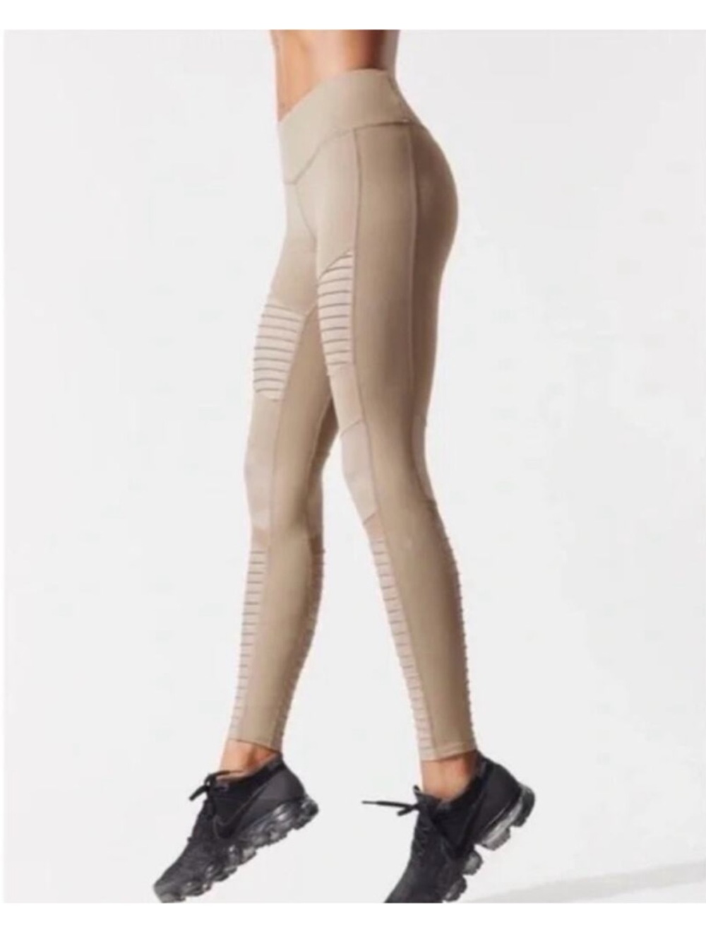 ALO Yoga Sand Gravel Moto Leggings - Neutral Tan - Picture 2 of 12